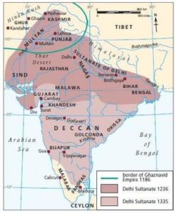 carte du sultanat de Delhi